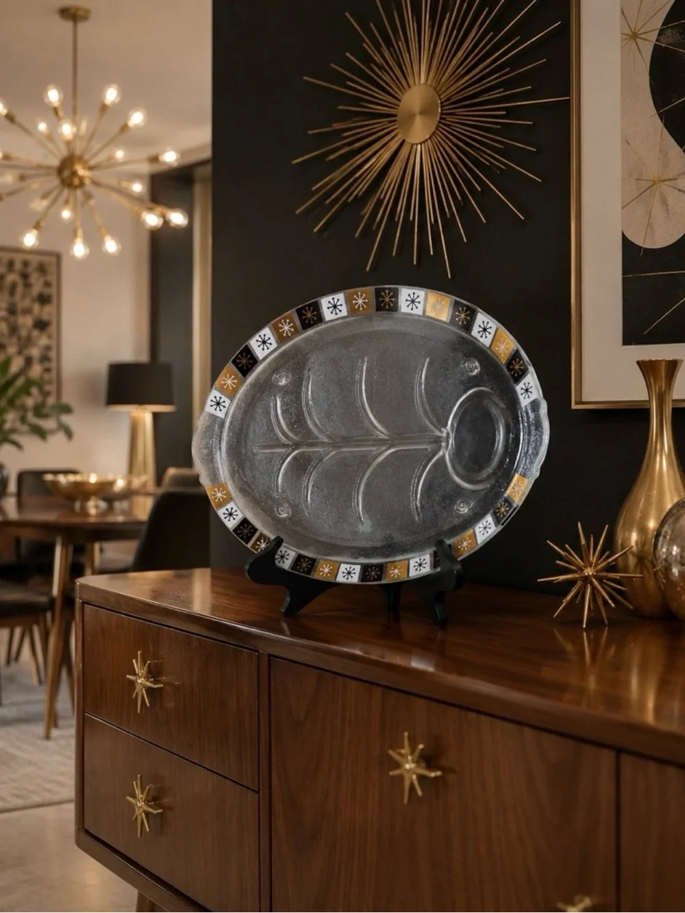 Mid-Century Modern 1950-60’s Original Vintage Atomic Starburst Fine Art Platter
